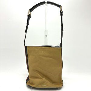 GUCCI 001-4286 Vintage Sherry Line Bucket Shoulder Bag in Leather/Canvas, Beige